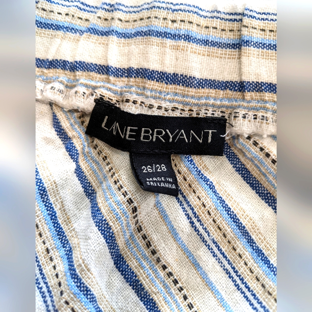 Lane Bryant Women's Linen Blend Pull On Striped Skirt - Picture 5 of 9